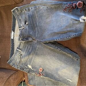 Torrid Blue Boyfriend Jeans with Floral Embroidery